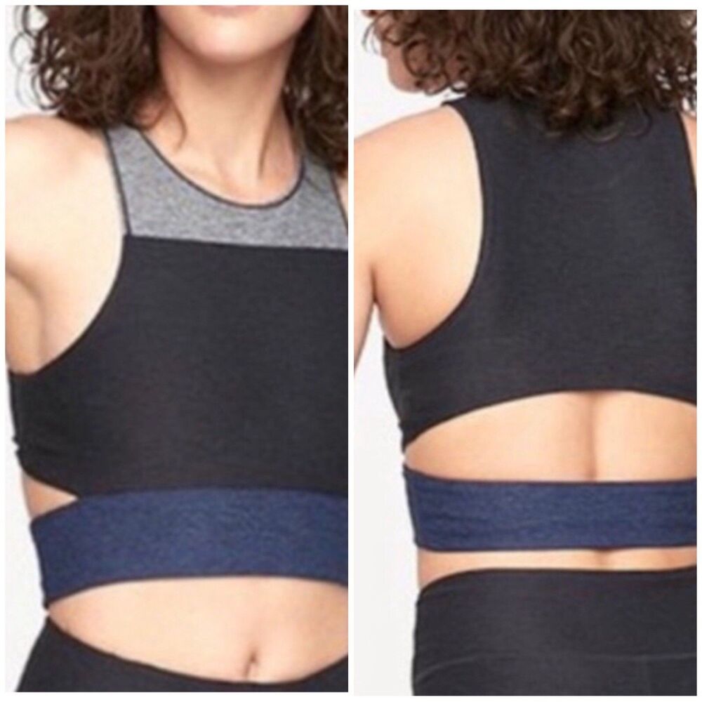 Outdoor Voices Sports Bra Womens L Colorblock Split Back Longline Crop Top Gym